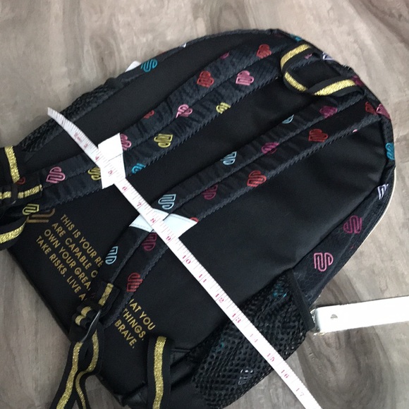 🌟HOST PICK🌟 JUSTICE sport girls backpack in black hearts - NEW with tags - Picture 5 of 12